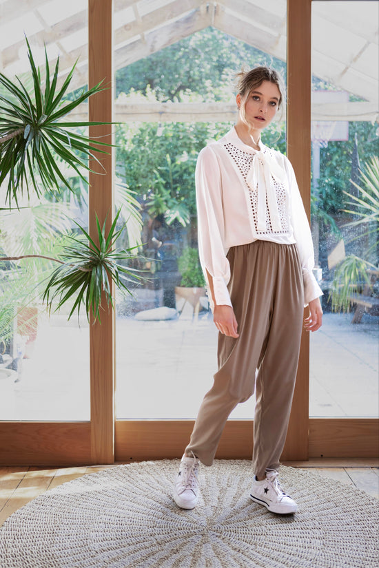 Image Title Taylor Leather Lace and Silk Crepe De Chine